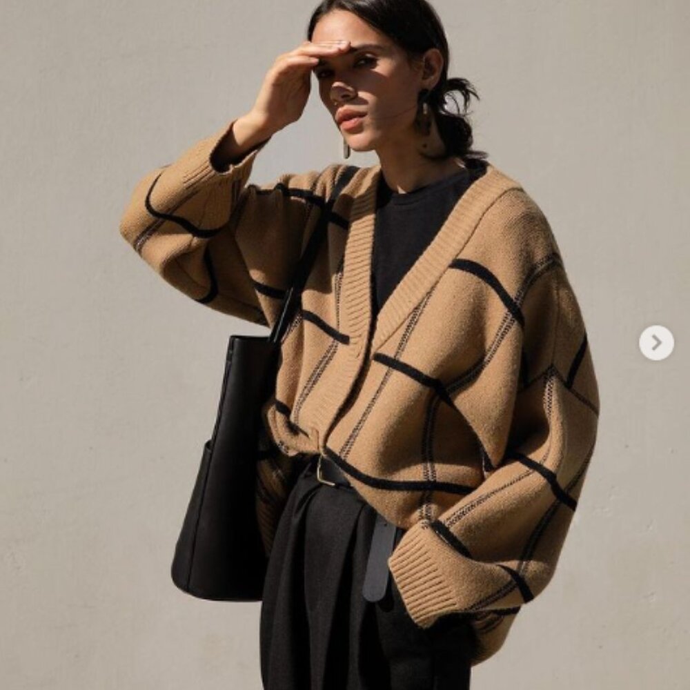 OAK + FORT Plaid Cardigan